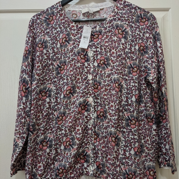 LOFT Sweaters - LOFT FLORAL CARDIGAN SWEATER